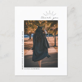 Postal Foto de graduación arte de línea en negro y blanco