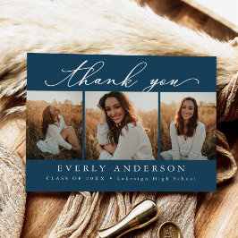 Postal Foto de graduación con guión moderno de agradecimi