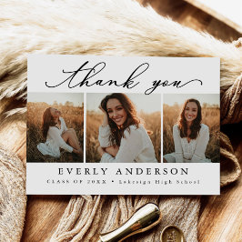 Postal Foto de graduación con guión moderno de agradecimi