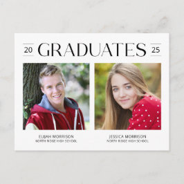 Postal Foto De Graduación Conjunta Moderna De Dos Graduad