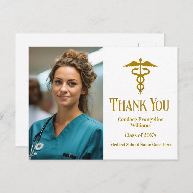 Postal Foto de graduación de la facultad de medicina de o (Anverso / Reverso)