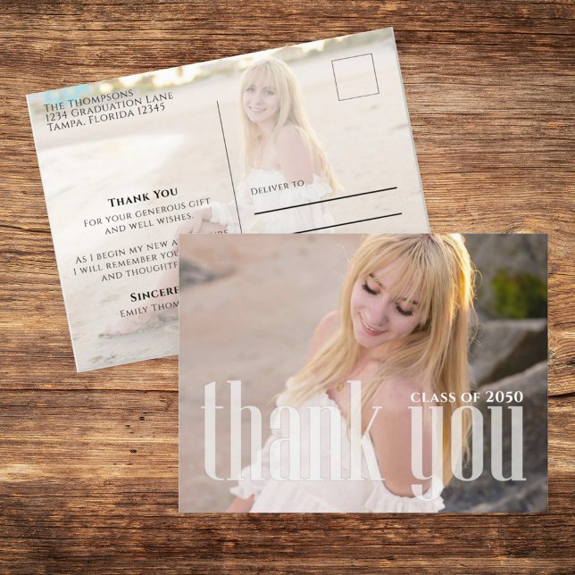 Postal Foto de graduación Gracias Personalizado de tarjet (Subido por el creador)