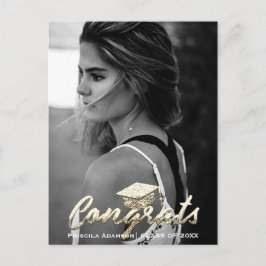 Postal Foto de Graduado de Año Nombre Purpurina Dorada