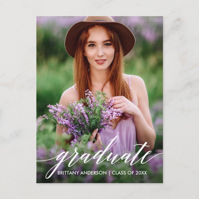 Postal Foto de graduado de escritura caligráfica moderna (Anverso)