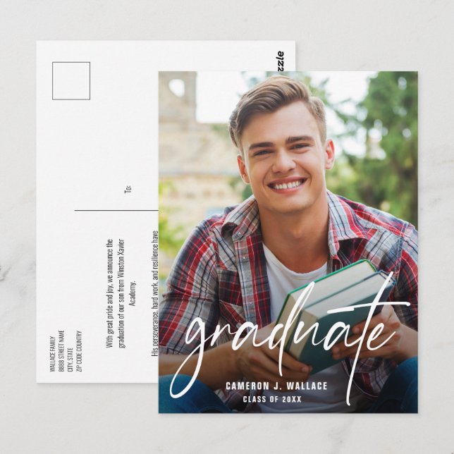 Postal Foto de graduado de guión de manual moderno (Anverso / Reverso)