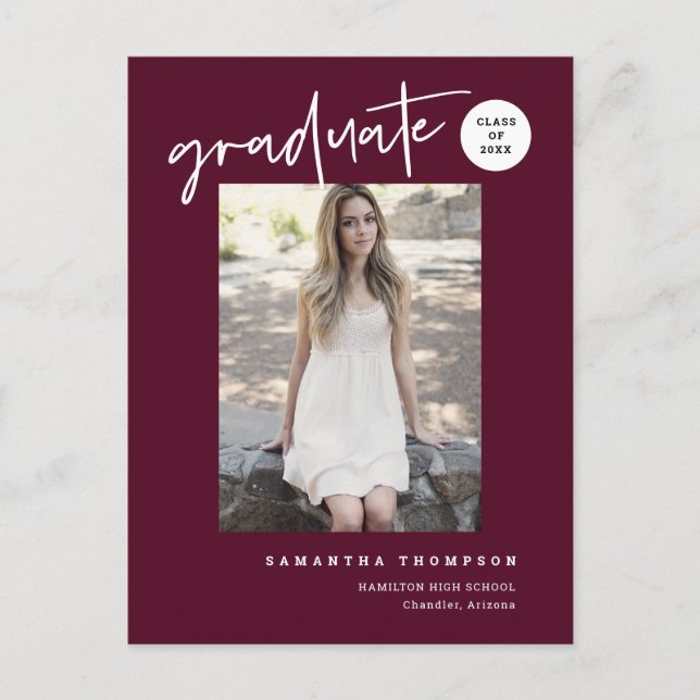 Postal Foto de graduado de la escuela secundaria de Borgo (Anverso)