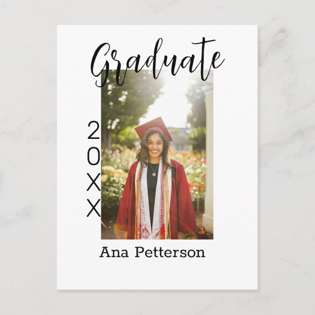 Postal Foto de graduado moderno clásico añadir nombre de  (Anverso)