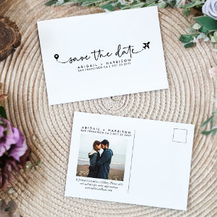 Postal Foto de guión de boda de destino simple