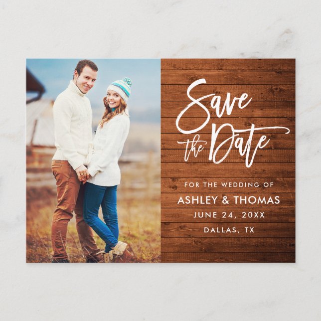 Postal Foto De Guión De Cepillo De Madera Rústica Guardar (Anverso)