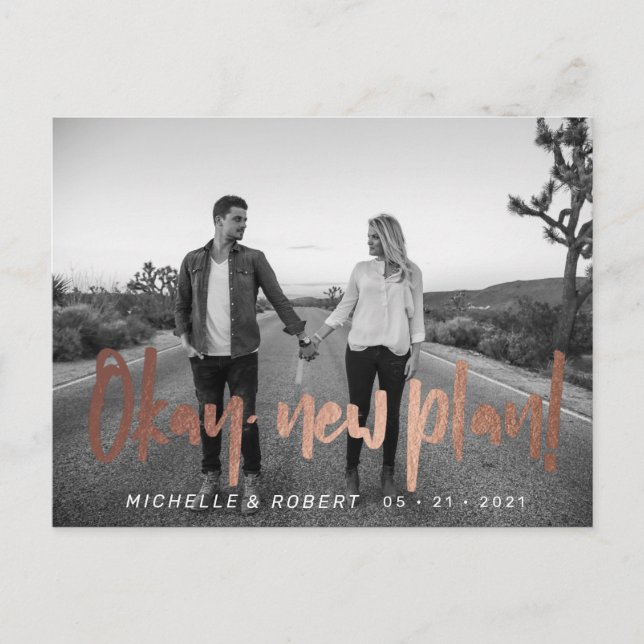 Postal foto de guión en negrita moderna cambiar la fecha (Anverso)