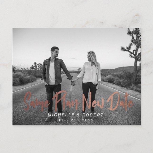 Postal foto de guión en negrita moderna cambiar la fecha (Anverso)