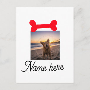 Postal Foto de hueso de perro rojo regalos sencillos nomb