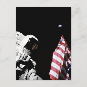 Postal Foto de la bandera de astronauta de Apollo 17 de l