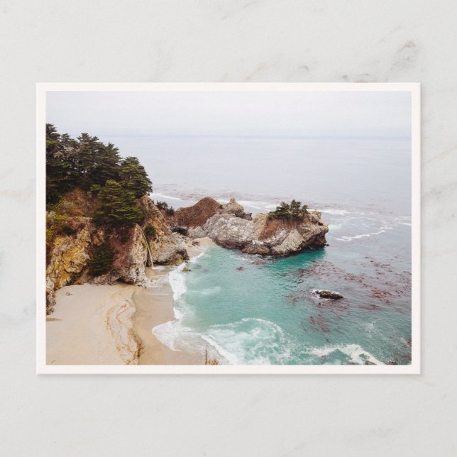 Postal Foto de la cascada Mcway Falls en Big Sur (Anverso)