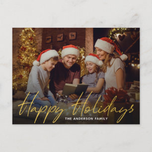 Postal Foto de la familia de Navidades de vacaciones feli