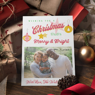 Postal Foto de la familia de Navidades Vintage Red, Green
