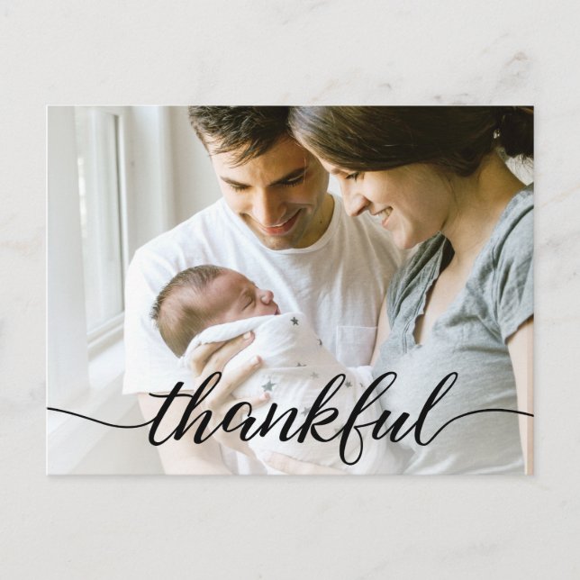 Postal Foto de la familia gracias por el anuncio de bebé (Anverso)
