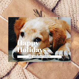 Postal Foto de la familia Retro Happy Holidays