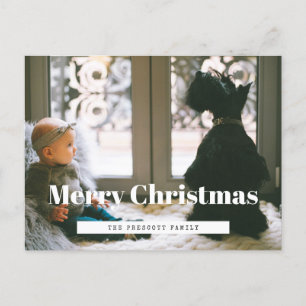Postal Foto de la familia Retro Merry Christmas