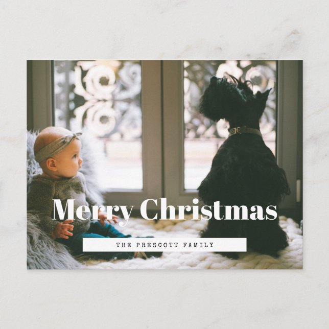 Postal Foto de la familia Retro Merry Christmas (Anverso)