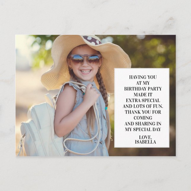 Postal Foto de la fiesta de cumpleaños del niño gracias (Anverso)