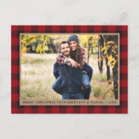 Foto de la Pareja de Kraft de Plaid rojo Feliz Nav