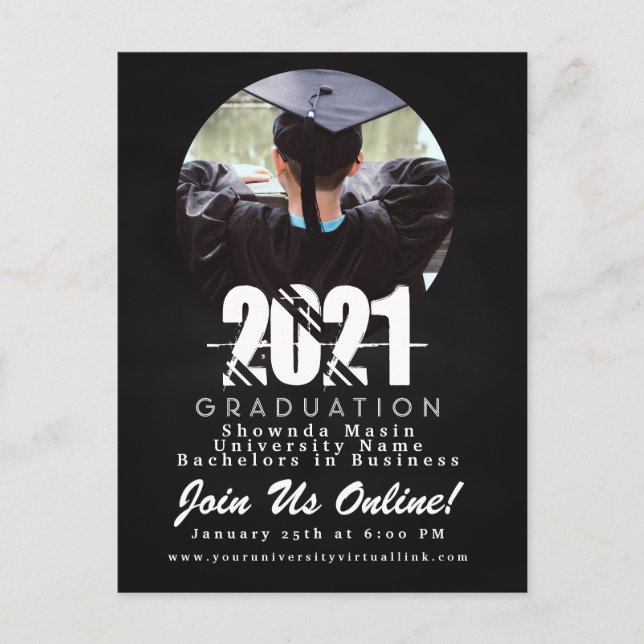 Postal Foto de la placa de graduación virtual moderna (Anverso)