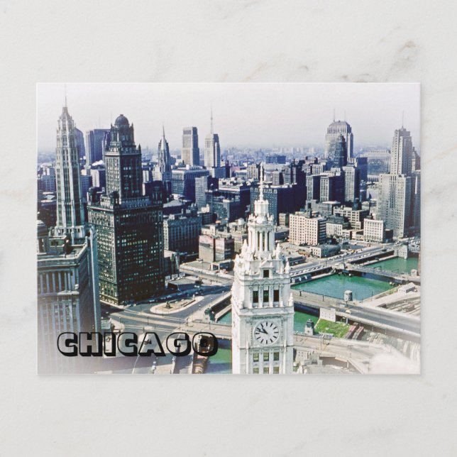 POSTAL FOTO DE LA TORRE TRIBUNE DE CHICAGO 1954 (Anverso)