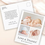 Postal Foto de Love and Gracias Personalizado Baby Shower<br><div class="desc">Expresar gratitud con estilo con el amor simple y gracias tipografía Photo Grid ducha bebé gracias postal! Con un diseño limpio y una distribución de rejilla de fotos, esta tarjeta de personalizable es perfecta para mostrar los momentos adorables de su pequeño, mientras da las gracias a amigos y familiares. Una...</div>