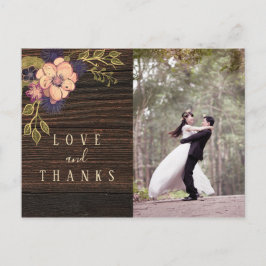 Postal Foto de madera agradecimiento boda