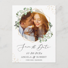 Postal Foto de marco geométrico Eucalyptus Guardar la fec