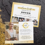 Postal Foto de marketing empresarial con estilo Minimalis<br><div class="desc">Elegante, minimalista mezcla de pintura con el oro tradicional crea el tema femenino perfecto para fotógrafos, estilistas, maquilladores, profesionales en peluquería y salones de uñas, ¡y más allá! •Personalízalo! Haga clic en el botón "Personalizar" para cambiar los tipos de letra, el tamaño y el diseño. Los iconos de los medios...</div>
