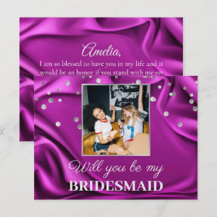 Postal Foto de moda Seda púrpura, serás mi dama de honor