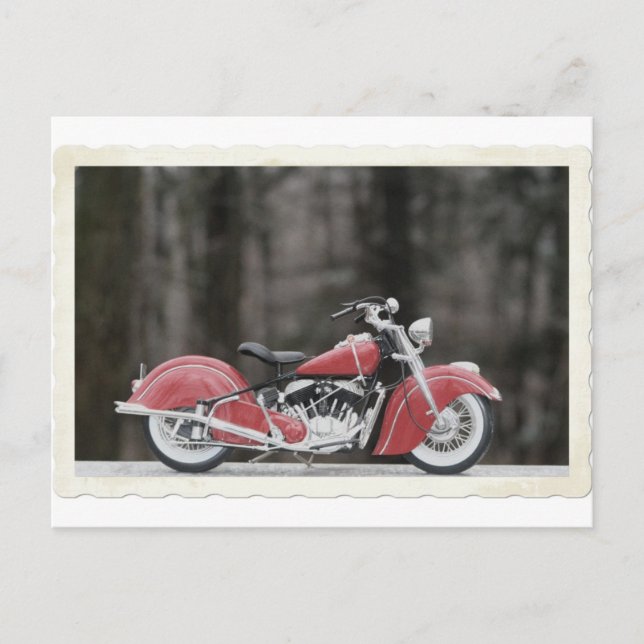 Postal Foto de motocicleta de color antiguo (Anverso)