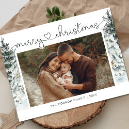 Postal Foto de Navidad con Caligrafía Moderna y Elegante