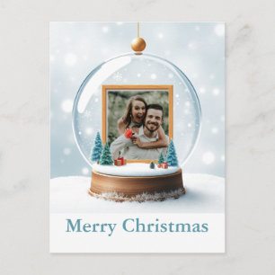 Postal Foto de Navidad de Bola de Nieve Personalizable