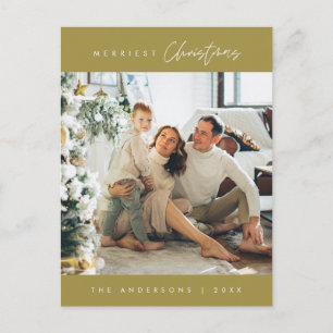 Postal Foto de Navidad más alegre de la familia, verde es