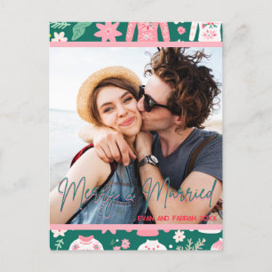 Postal Foto de Navidades casados de primer año con matrim