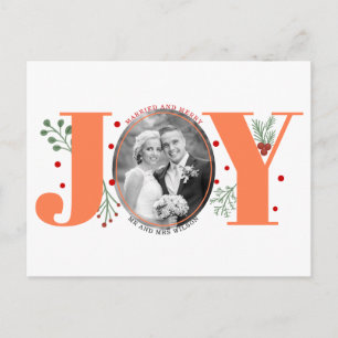 Postal Foto de Navidades casados y de Merry coral JOY