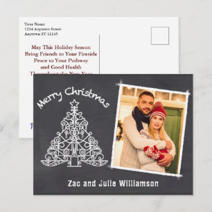 Postal Foto de Navidades de Chalkboard personalizados div