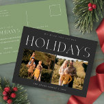 Postal Foto de Navidades elegantes | Hotel familiar moder<br><div class="desc">Celebrar la temporada de fiestas con esta elegante foto de Navidades | Postal familiar moderna. Con un diseño limpio y minimalista,  esta tarjeta muestra maravillosamente sus momentos familiares favoritos con dos fotos.</div>