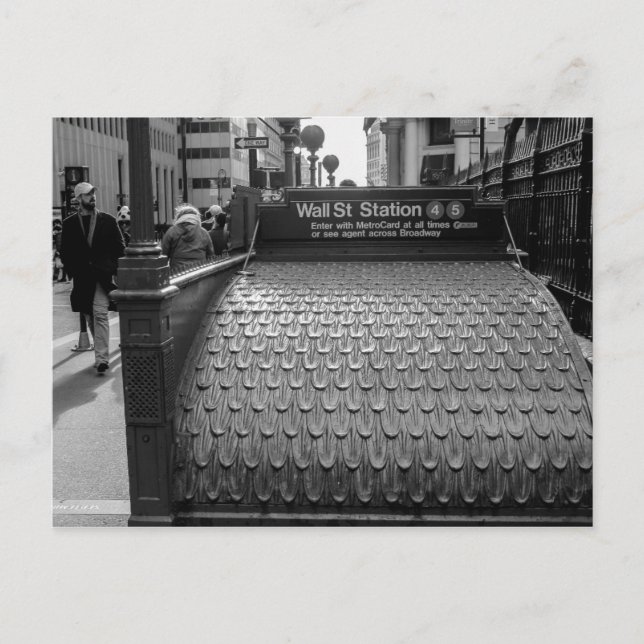 Postal Foto de New York City Wall Street en negro y (Anverso)