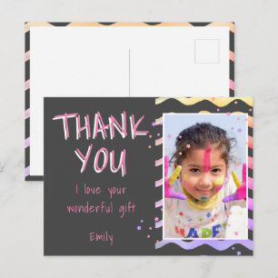 Postal Foto de niños grises lindos Cumpleaños de niña Gra