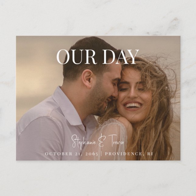 Postal Foto de Nuestro Día de Boda Save the Date (Anverso)