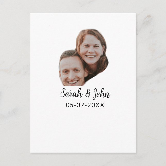 Postal Foto de pareja con nombre y fecha sencilla boda  (Anverso)