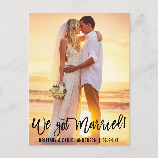 Postal Foto De Pareja De Guión De Pincel Moderno Que Nos  (Anverso)