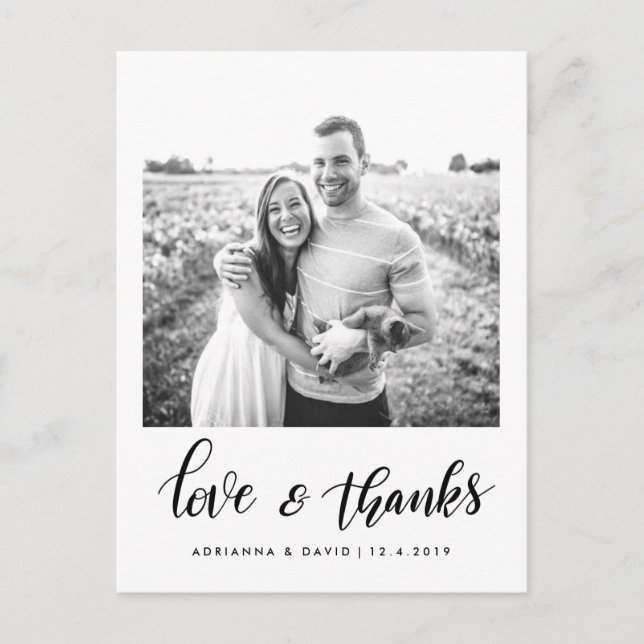 Postal Foto de pareja moderna con amor y escritura de agr (Anverso)