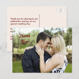 Postal Foto de pareja personalizada Gracias Postcard