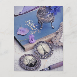 Postal Foto de París azul vintage