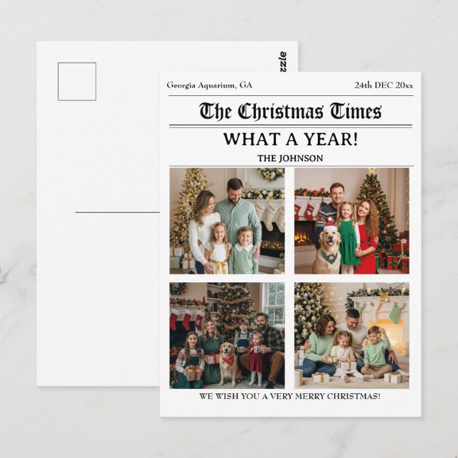 Postal Foto de periódico familiar de navidades (Anverso / Reverso)